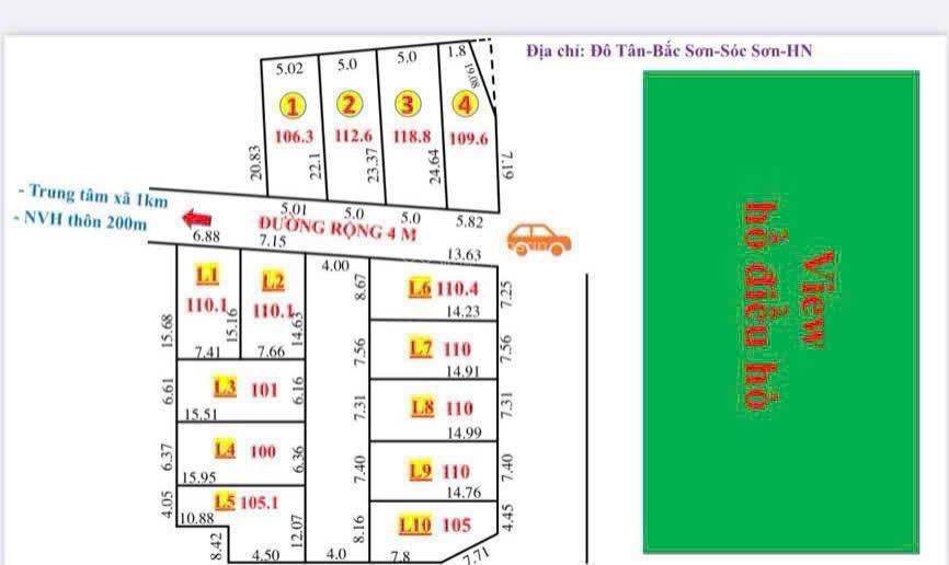 Đất thổ cư 110m² Đô Tân Trung Giã Sóc Sơn giá chỉ 1,05 tỷ - Lô góc 3 mặt tiền