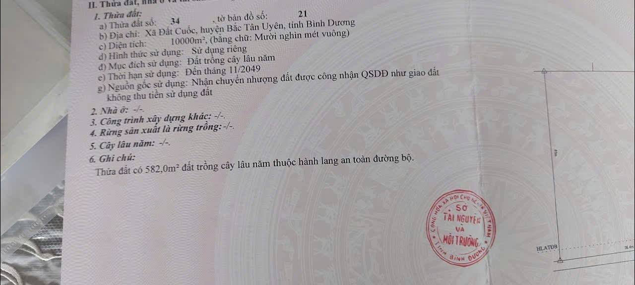 Đất nông nghiệp Đất Quốc Bắc Tân Uyên 18.036m² giá 20 tỷ - Đầu tư sinh lời ngay!