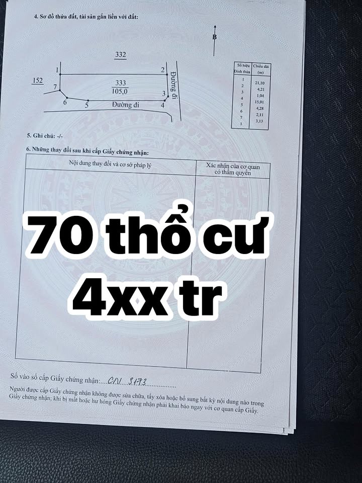 Đất nền lô góc 2 mặt tiền Thị trấn Phú Thứ 105m² giá chỉ 4xx triệu - Cơ hội đầu tư tuyệt vời!
