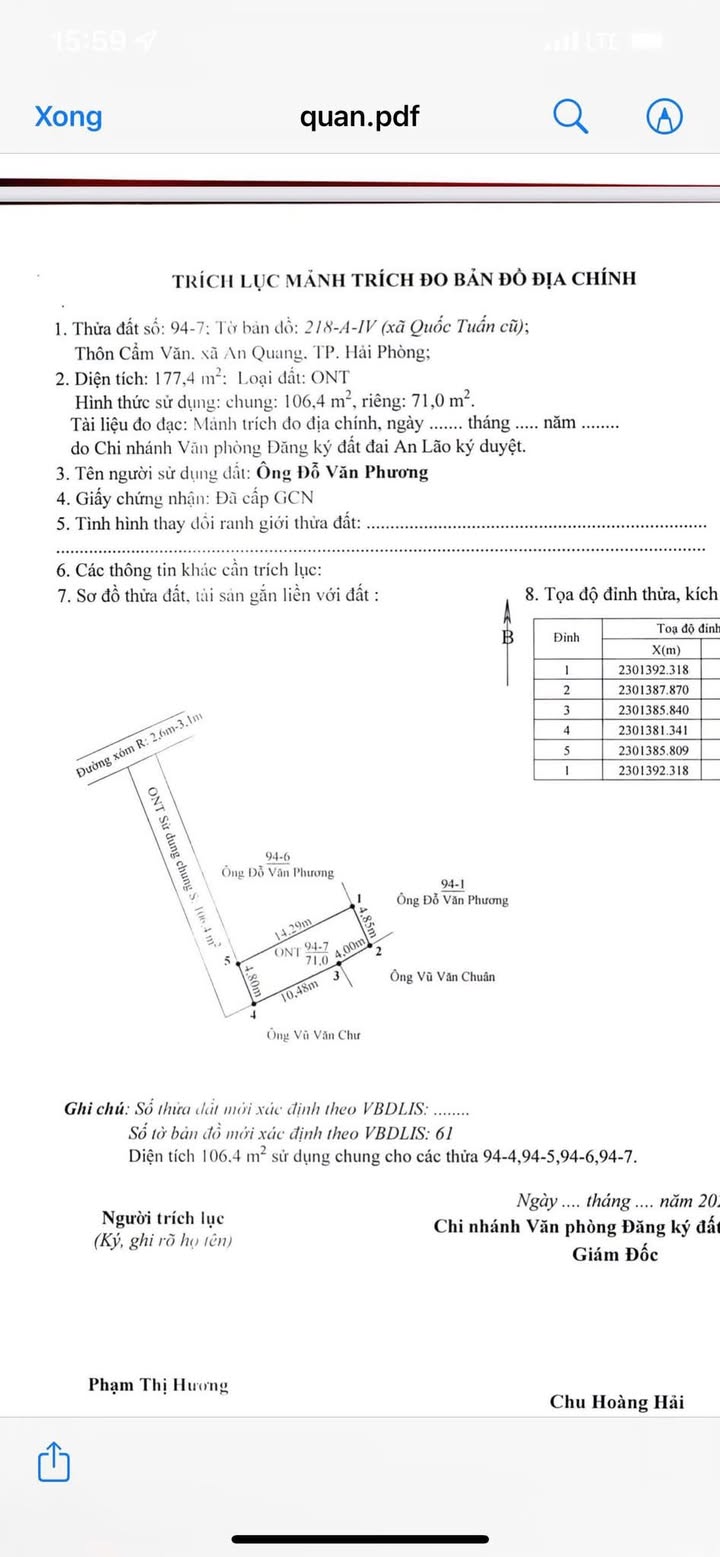 Lô đất chính chủ tại xã Quang Hưng, huyện An Lão, Hải Phòng - Giá chỉ 600 triệu!