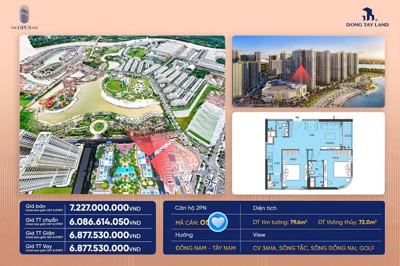 Căn hộ 2PN 80m² tại The Opus One, Thủ Đức - View công viên 36ha