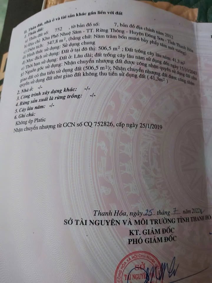 Đất thổ cư Phường Đông Sơn, 500m² giá 2 tỷ - Bán gấp trước Tết!