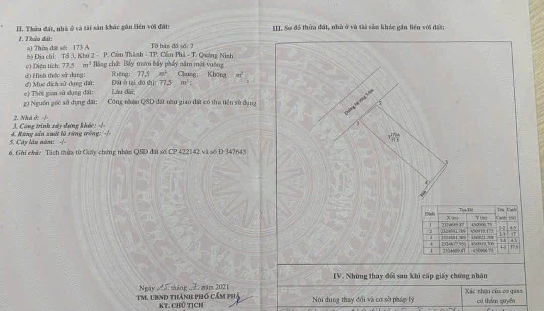 Đất nền Cẩm Thành Cẩm Phả 77m² giá 1.6 tỷ - Đầu tư sinh lời ngay!