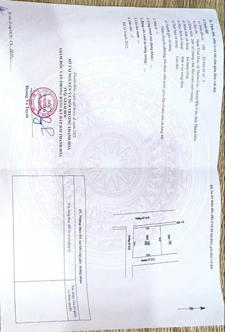 Đất nền 3 mặt tiền xã Thuần Lộc, huyện Hậu Lộc, 200m² - Cơ hội đầu tư hấp dẫn!