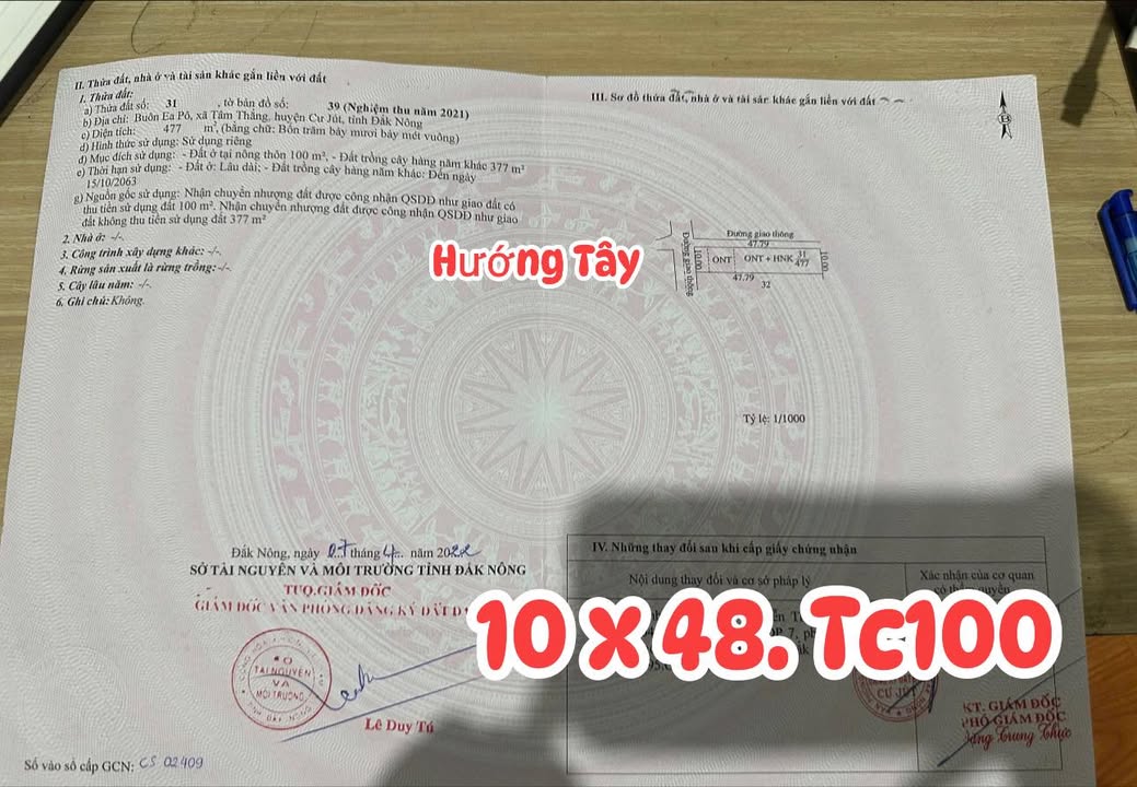 Đất nền 480m² tại xã Tâm Thắng, huyện Krông Nô - Giá 650 triệu, thương lượng!