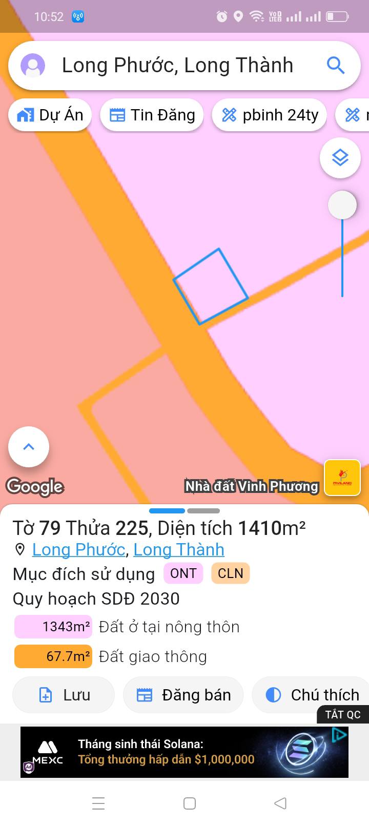 Đất nền góc 2 mặt tiền Long Phước 1410m² - Cơ hội đầu tư tuyệt vời!