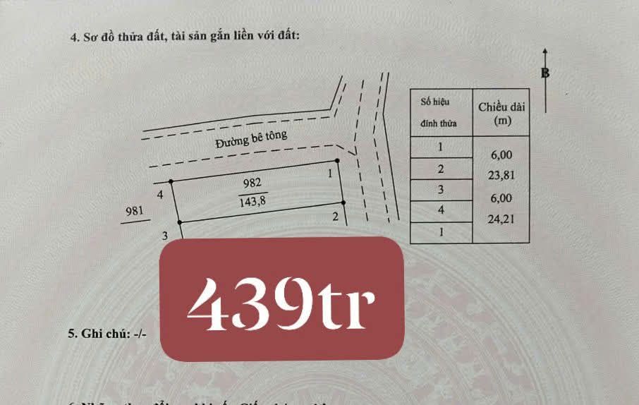 Đất Hộ khẩu Long Phụng, Quảng Ngãi 144m² giá 439 triệu - Lô góc đẹp, sát tiện ích!