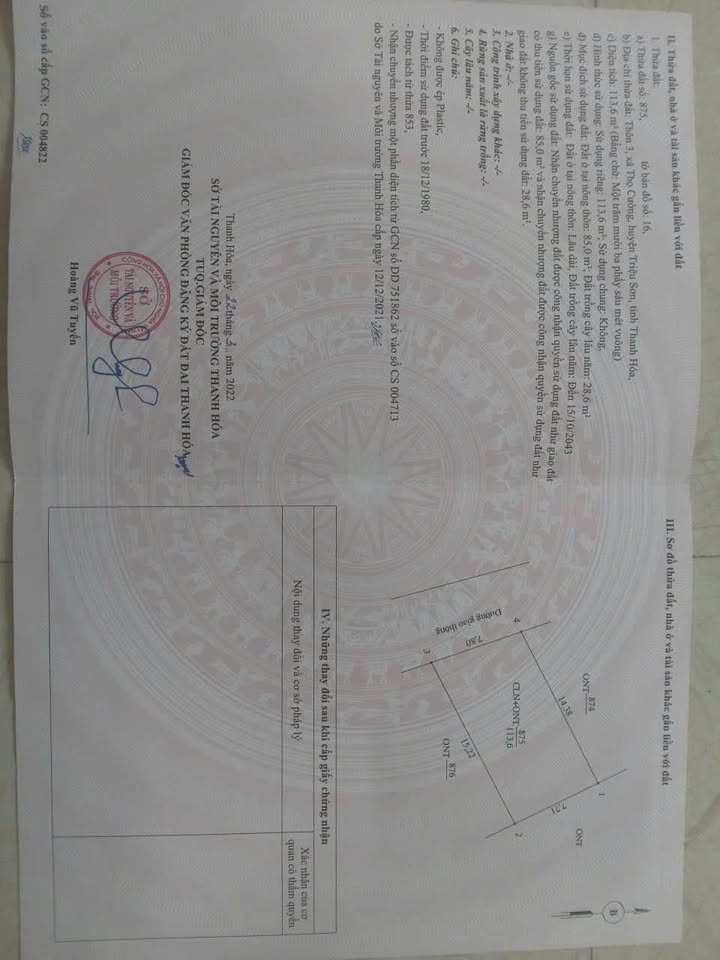 Đất nền xã Thọ Cường, huyện Triệu Sơn 113m² - Cơ hội đầu tư hấp dẫn!