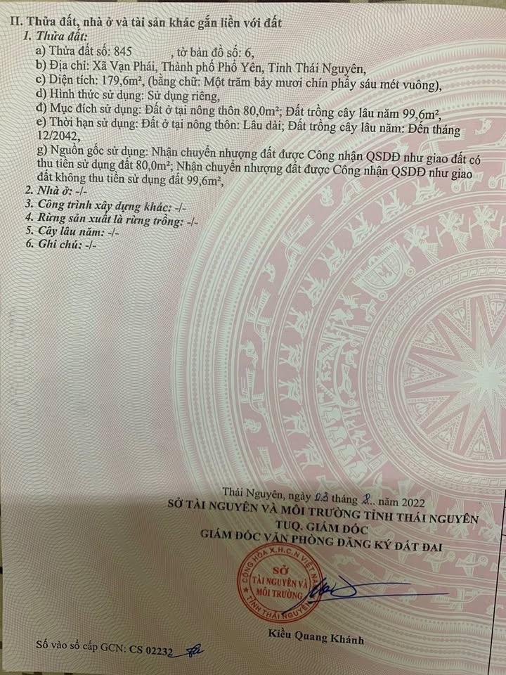 Đất nền xã Vạn Phái, Phổ Yên 179m² giá 500 triệu - Cơ hội đầu tư tốt nhất!