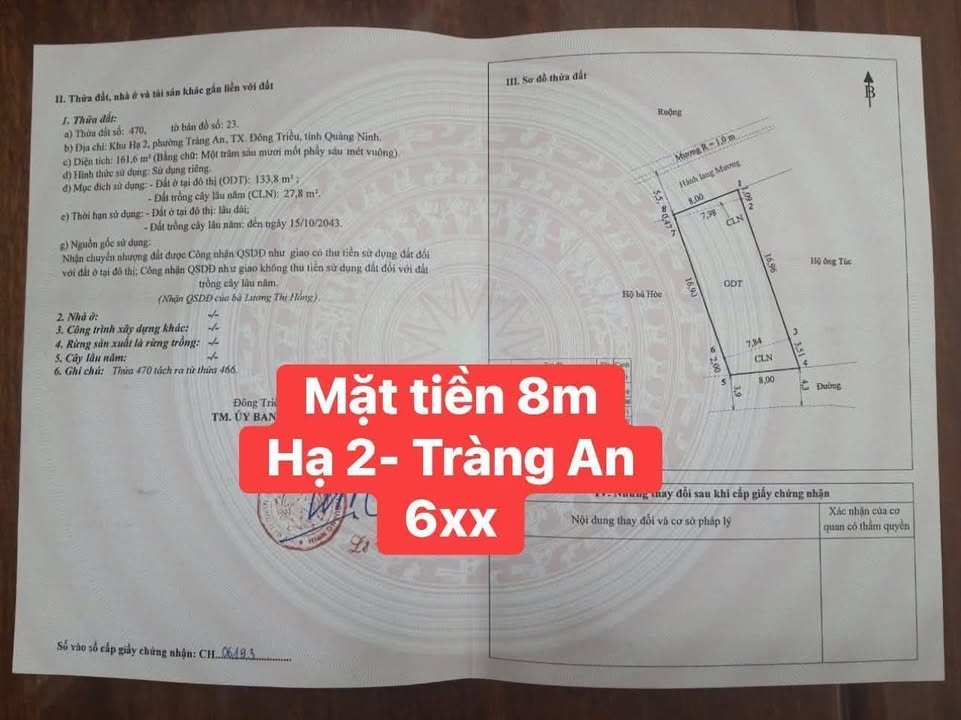 Đất nền Phường Tràng An, 160m² chỉ 600 triệu - Cơ hội đầu tư tuyệt vời!