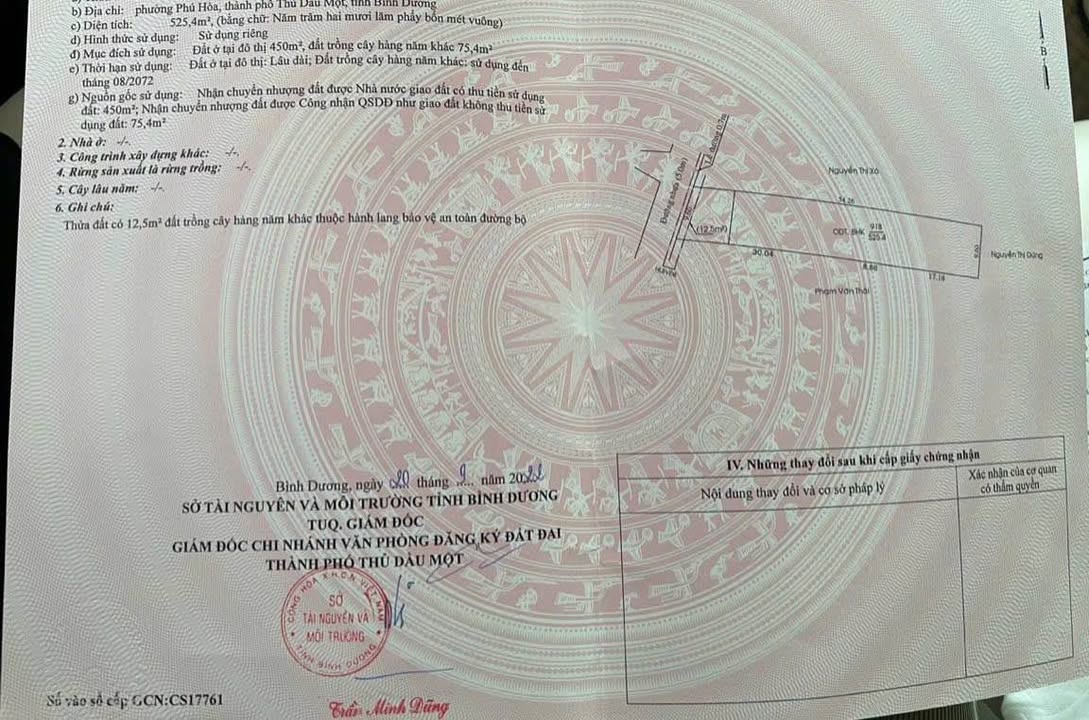 Đất nền Phú Hòa, Thủ Dầu Một 525m² giá chỉ 5.25 tỷ - Cơ hội đầu tư tuyệt vời!