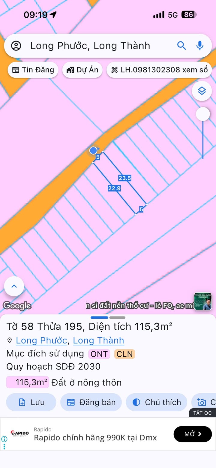 Đất nền sân bay Long Phước Long Thành 115m² - Sổ riêng thổ cư