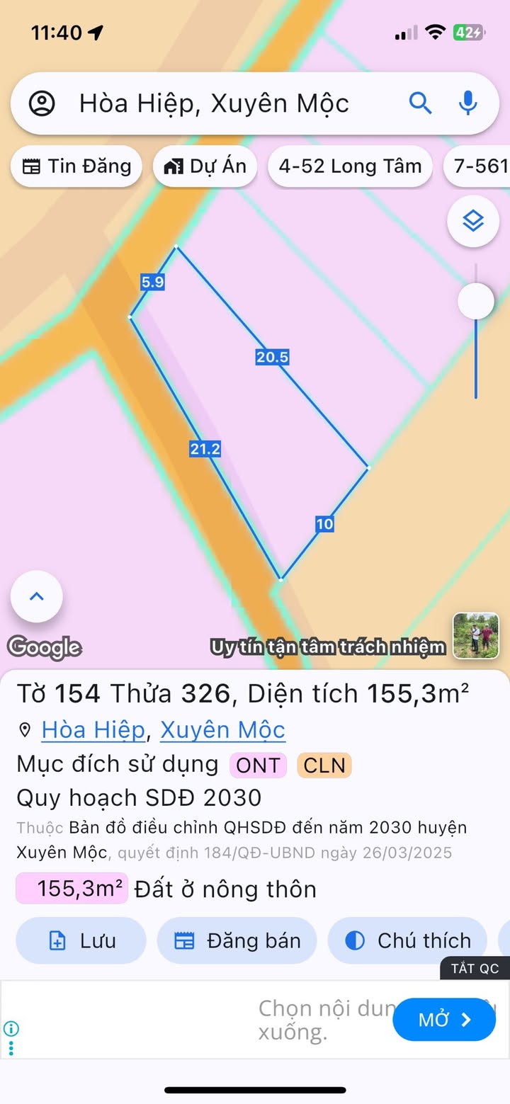 Đất nền Hòa Hiệp, Xuyên Mộc 155m² giá 650 triệu - Cơ hội đầu tư tuyệt vời!