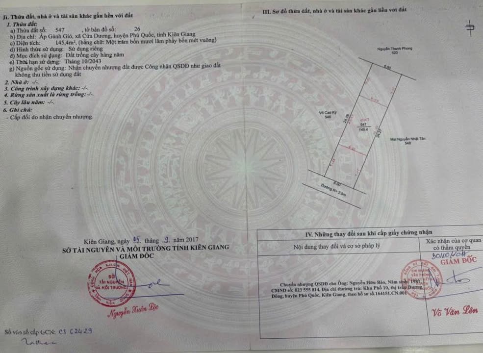 Đất thổ cư Cửa Dương Phú Quốc 145m² giá 2 tỷ - Sổ hồng chính chủ