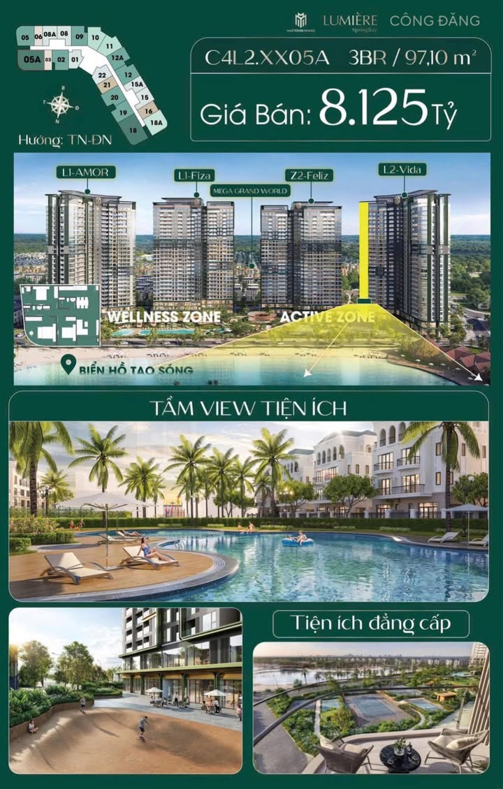 Căn hộ Vinhomes Ocean Park 3PN 97m² giá 8.125 tỷ - Giao nhà ngay!
