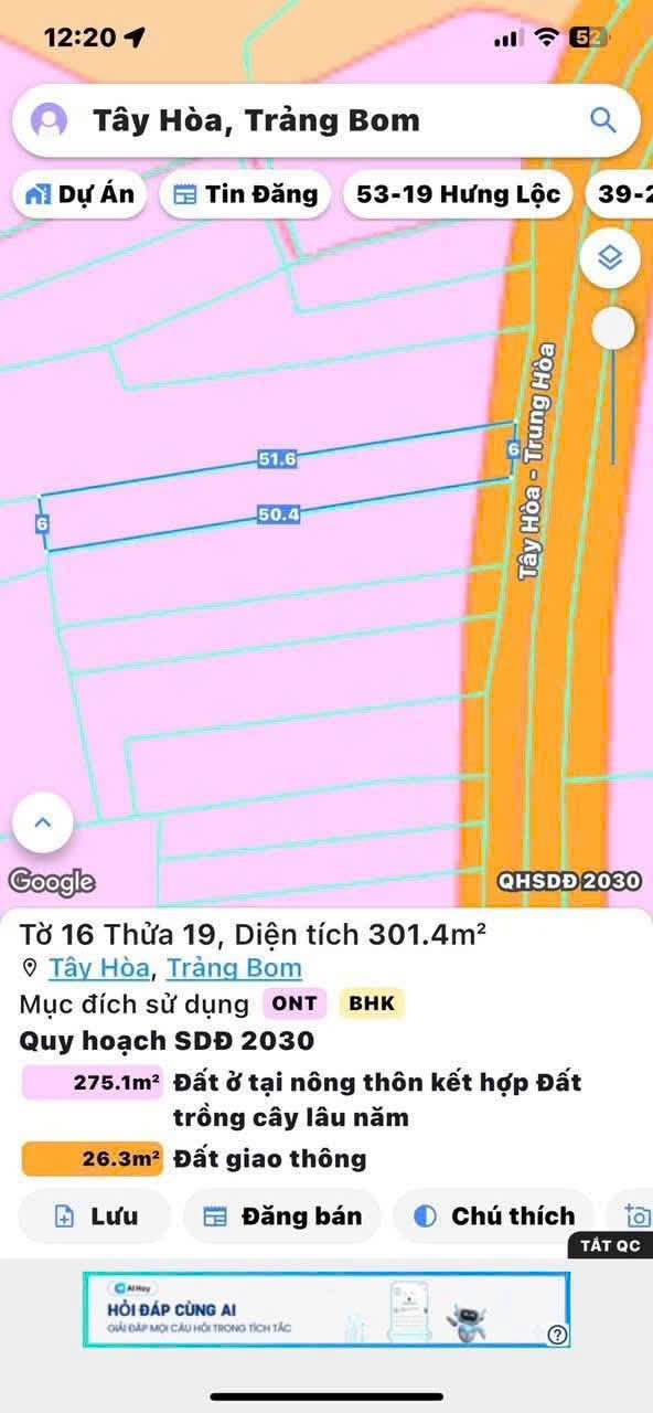 Đất nền Hưng Thịnh, Trảng Bom 301m² giá 2 tỷ - Sổ đỏ chính chủ!