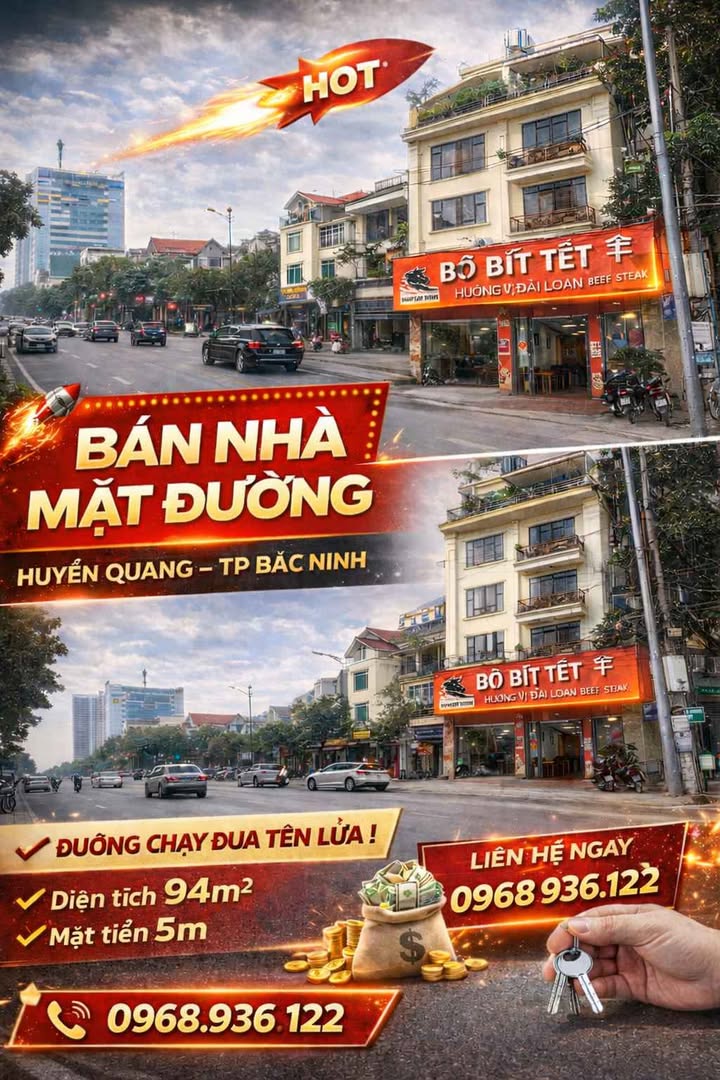 Nhà mặt đường Huyền Quang Bắc Ninh 94m² giá 23 tỷ - Cơ hội đầu tư vàng!