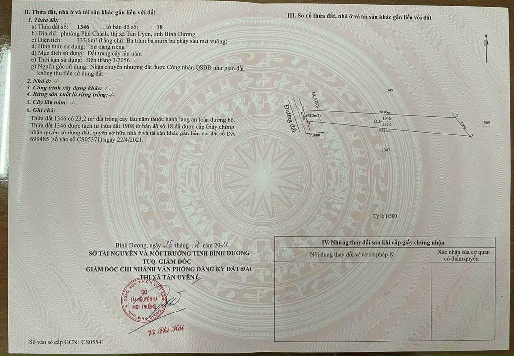 Đất nền Phú Chánh, Tân Uyên 333.6m² giá 1.8 tỷ - Cơ hội đầu tư tuyệt vời!