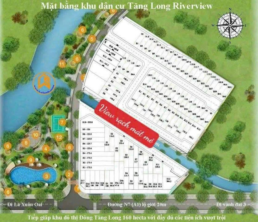 Đất nền KDC Tăng Long River View 110m² giá 5.6 tỷ - Sổ hồng sẵn, xây dựng tự do!