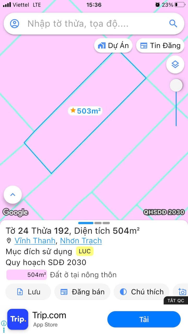 Đất nền 504m² xã Vĩnh Thanh, huyện Nhơn Trạch - Giá chỉ 1.25 tỷ - Sổ hồng chính chủ!