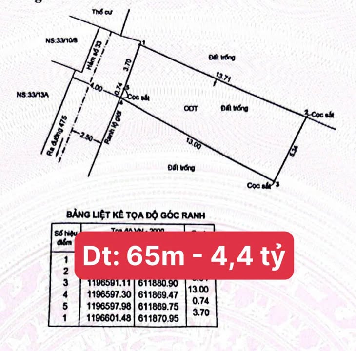 Đất nền 65m² Phường Phước Long B, Quận 9 giá chỉ 4.4 tỷ - Sổ hồng riêng!
