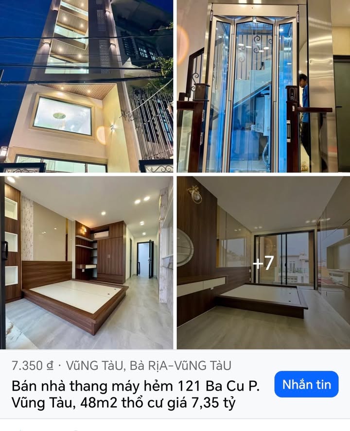 Nhà hẻm 121 Ba Cu, Vũng Tàu 48m² giá 7.35 tỷ - Thang máy sang trọng!