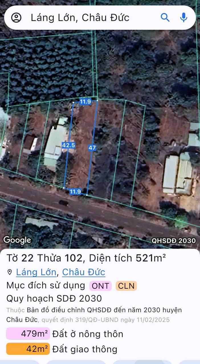 Đất nền mặt tiền đường Mỹ Xuân Ngãi Giao 564m² giá 3.6 tỷ - Đầu tư sinh lời ngay!