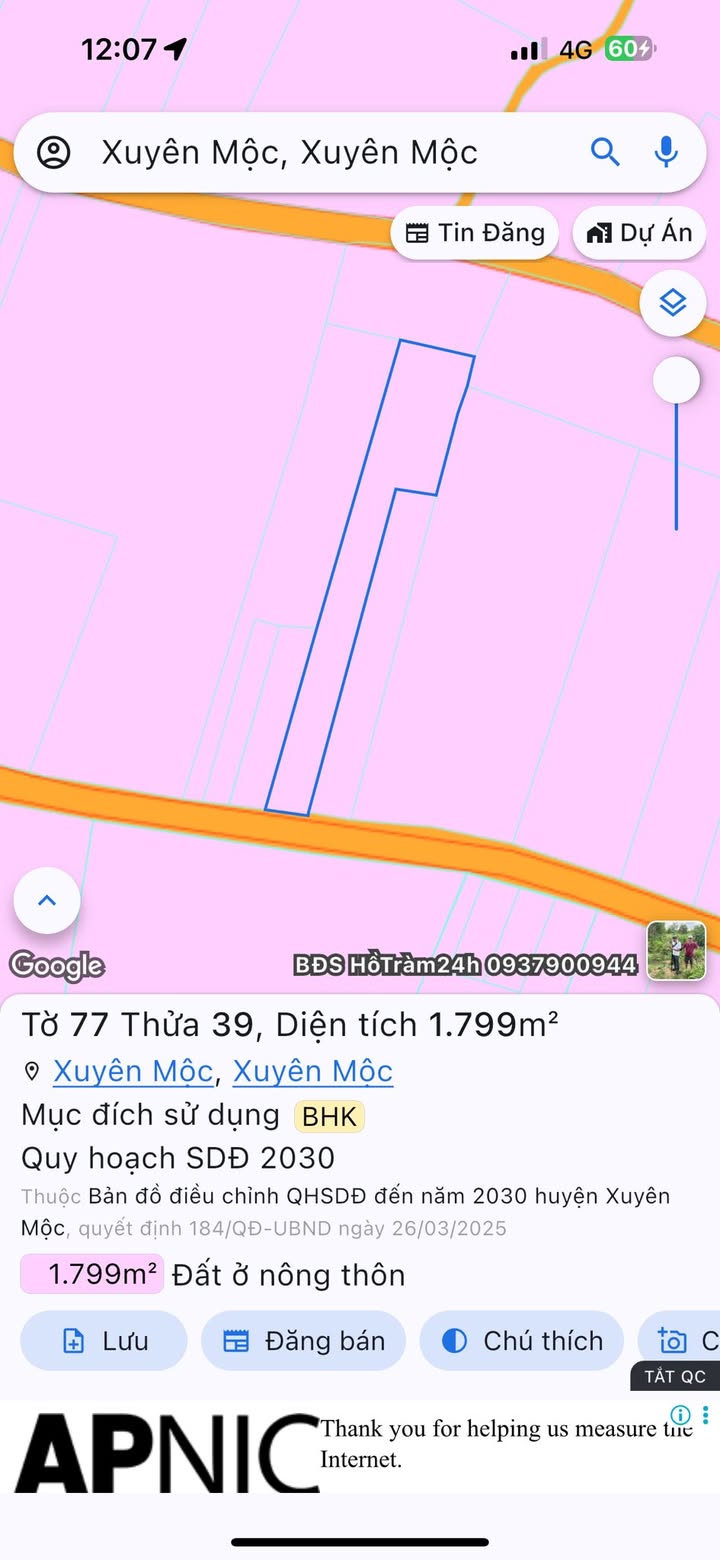 Đất nền Xuyên Mộc 1800m² giá 4 tỷ - Hỗ trợ vay lên đến 3.5 tỷ!