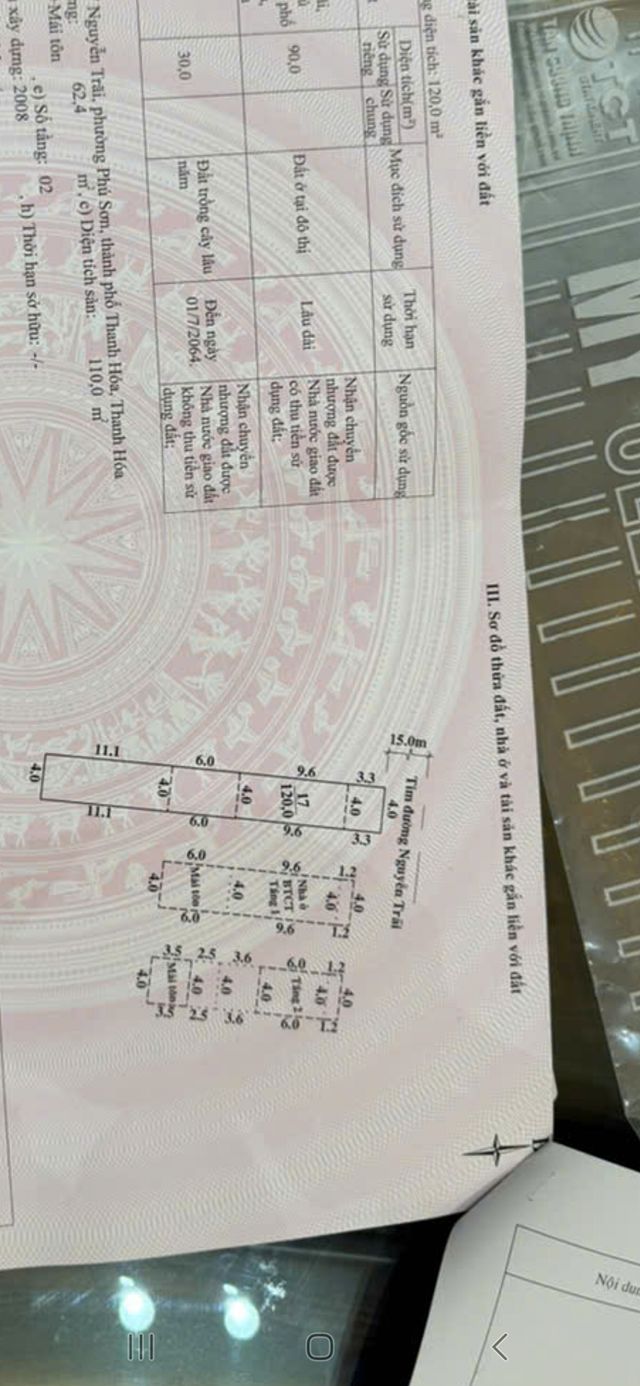 Nhà mặt đường Nguyễn Trãi, Thanh Hóa 120m² giá 5 tỷ - Sổ hồng chính chủ