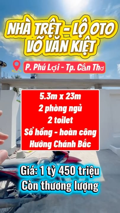 Nhà trệt hẻm ô tô Võ Văn Kiệt 121m² giá 1.45 tỷ - Chính chủ bán gấp!