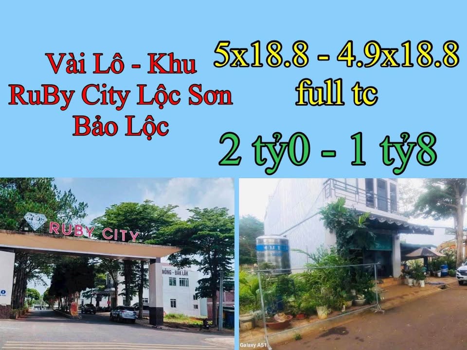 Đất nền Khu Ruby City Bảo Lộc 94m² giá 2 tỷ - Đầu tư sinh lời ngay!