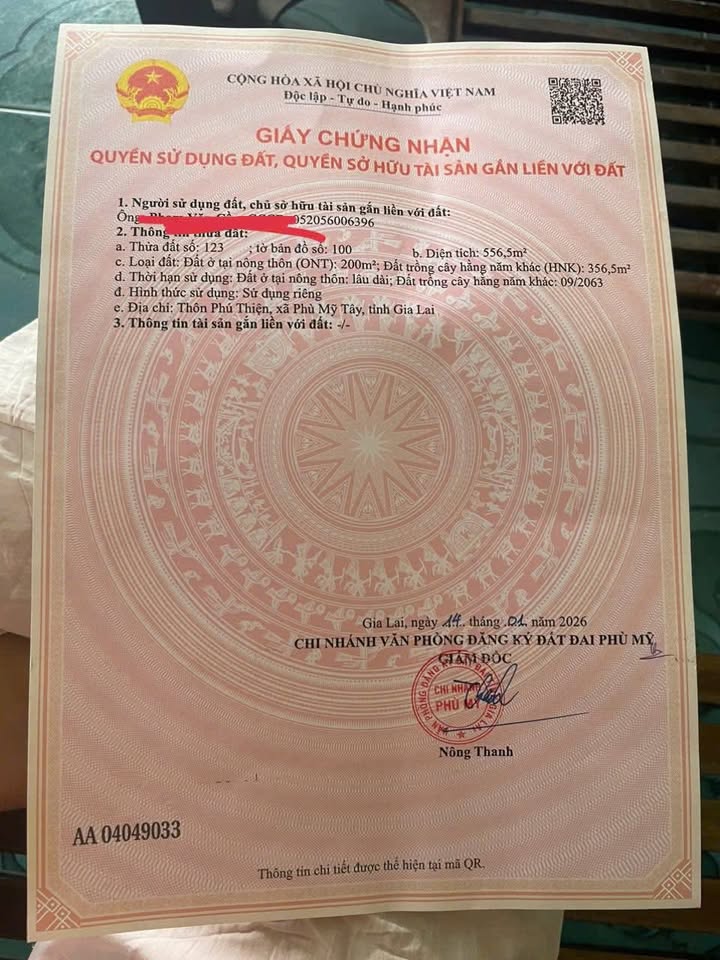 Đất nền thổ cư 200m² tại Mỹ Hòa, Phù Mỹ chỉ 330 triệu - Cơ hội đầu tư hấp dẫn!