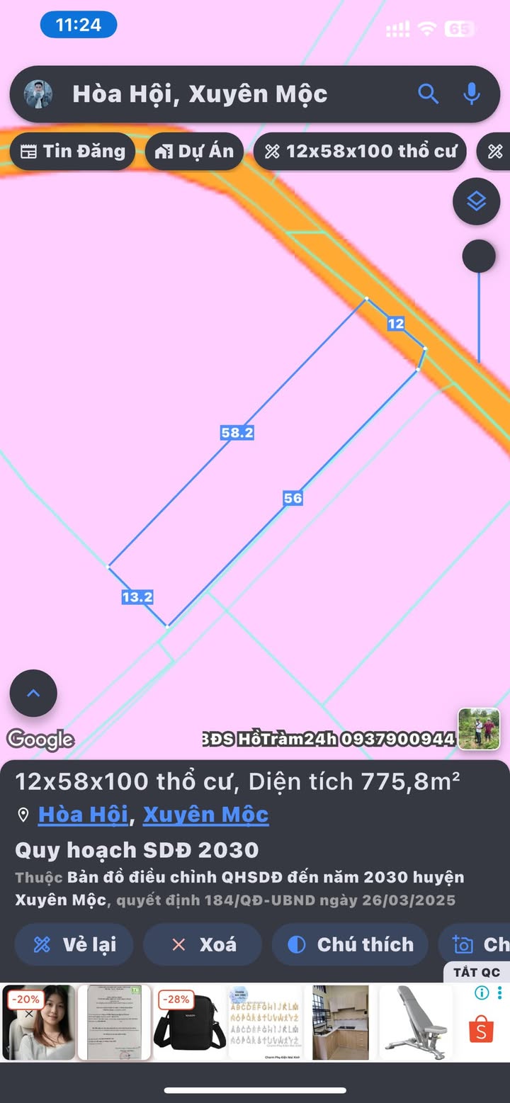 Đất thổ cư Hòa Hội - 696m² giá 6.96 tỷ - Lô góc 2 mặt tiền tiện lợi!