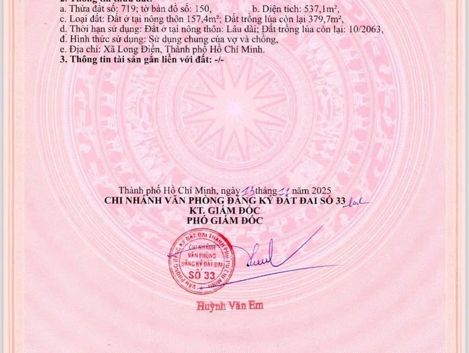 Bán Lô Đất Biệt Thự 537m² ngay Vòng Xoay TL 44B, Xã Long Điền - Giá chỉ 3 Tỷ