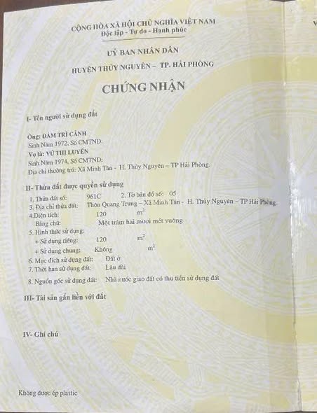 Đất nền TDP Quang Trung - Minh Tân 120m² giá 2 tỷ - Vị trí kinh doanh sầm uất!