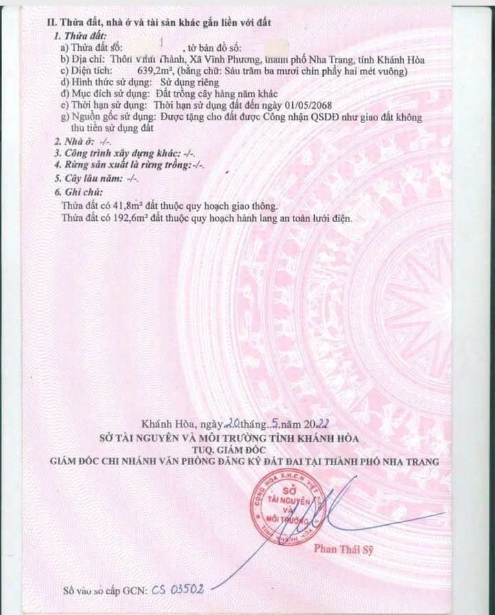 Đất thổ cư 600m² phường Vĩnh Hòa Nha Trang giá 2 tỷ - Cơ hội đầu tư hiếm có!