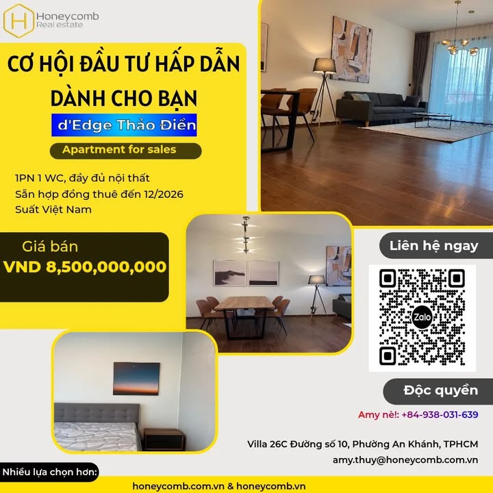 Căn hộ DEDGE Thảo Điền 63m² giá 8.5 tỷ - Sẵn sàng vào ở ngay!