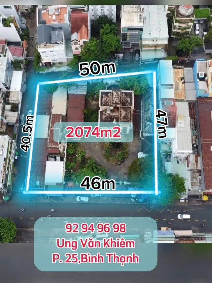 Đất nền góc 3 mặt tiền Ung Văn Khiêm, Bình Thạnh 2074m² giá 700 tỷ - Đầu tư sinh lời cao!