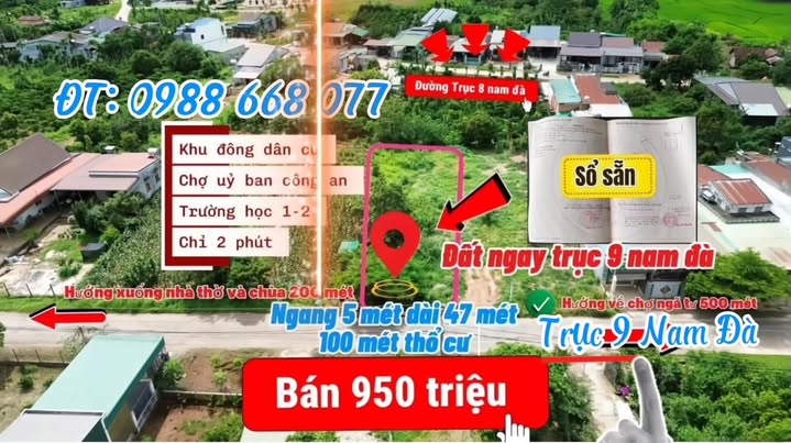 Đất nền Xã Nam Đà 100m² giá 950 triệu - Cơ hội đầu tư sinh lời!
