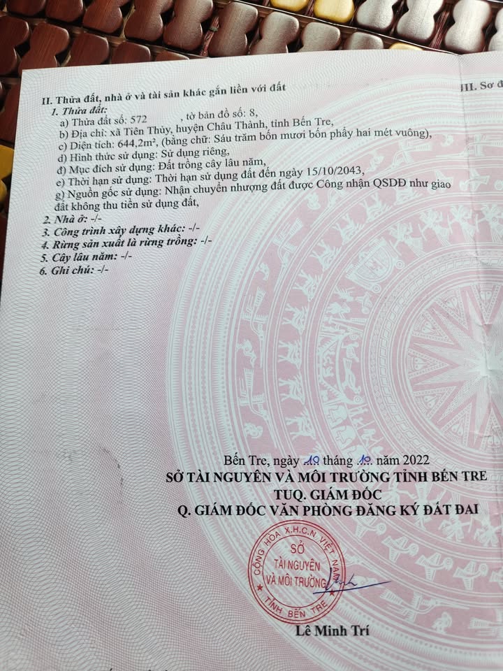 Đất nền Tiên Thủy, Châu Thành, 644m² giá 450 triệu - Sổ đỏ chính chủ!