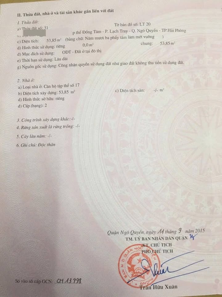 Căn hộ khu A8 Lạch Tray 54m² giá 1.1 tỷ - Chính chủ bán gấp!