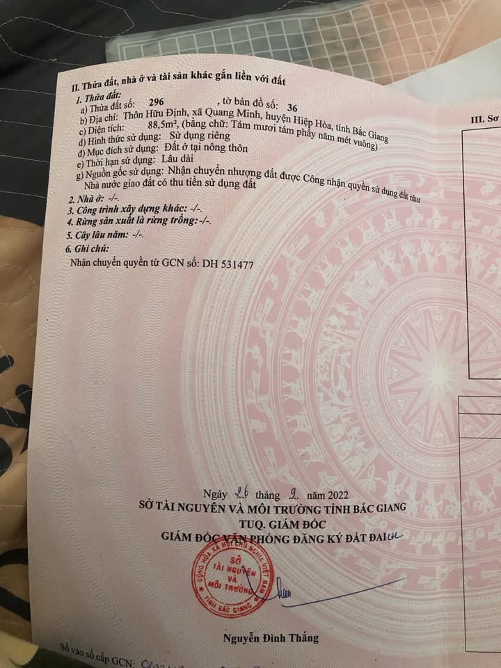 Đất nền Xã Quang Trung, Huyện Tân Yên, 88m² giá 600 triệu - Cơ hội đầu tư hấp dẫn!