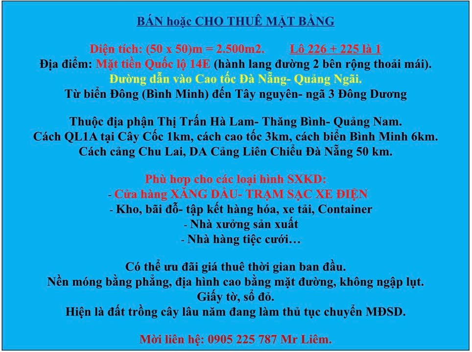Đất nền 2.500m² Quốc lộ 14E, Thăng Bình - Cơ hội đầu tư tuyệt vời!
