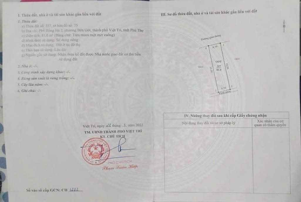 Đất nền chính chủ tại Phố Hồng Hà 2, TP Việt Trì, 81m² giá 1.9 tỷ - Mặt tiền rộng, an ninh tốt!