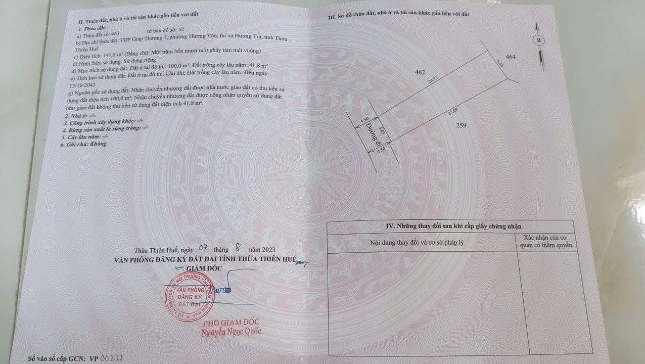 Đất nền Hương Văn, Hương Trà 141m² giá 500 triệu - Khu dân cư sầm uất!