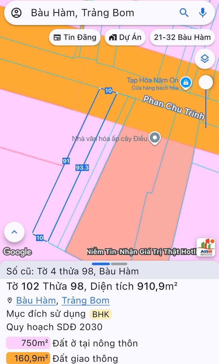 FrontHouse mặt tiền ĐT 762 Xã Bàu Hàm 930m² giá 2.3 tỷ - Cơ hội đầu tư hiếm có!