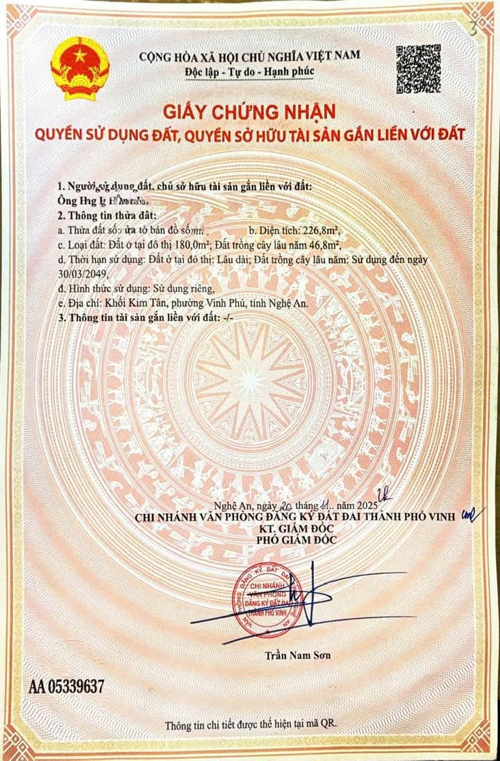 Đất mặt đường Phạm Chinh, Vinh Phú 226.8m² giá thỏa thuận - Phù hợp làm nhà vườn!