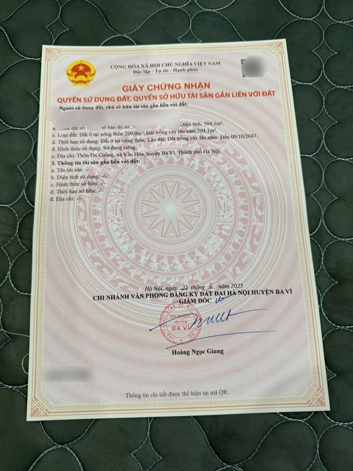 Đất nền Vân Hòa Ba Vì 504m² giá 5 tỷ - Phù hợp nghỉ dưỡng đầu tư