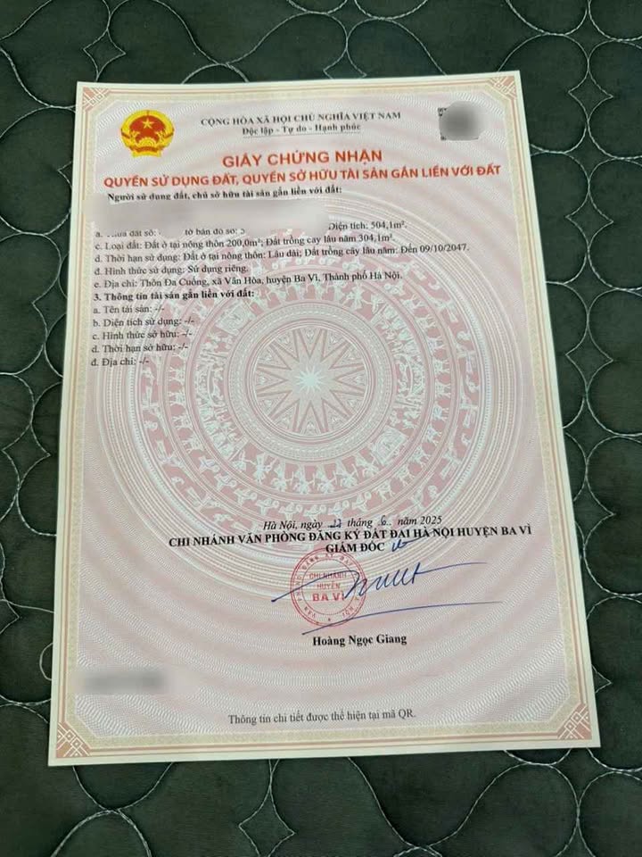 Đất nền Vân Hòa Ba Vì 504m² giá 5.041 tỷ - Đầu tư sinh lời lý tưởng!