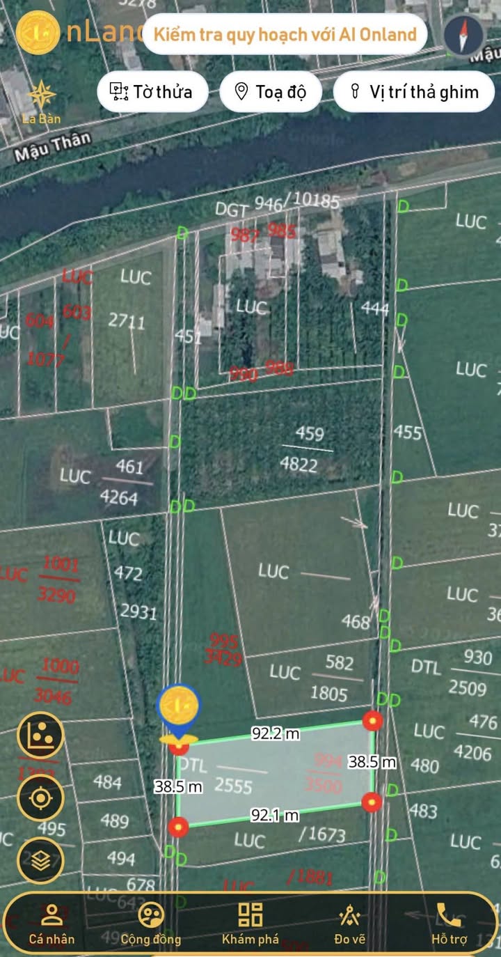 Đất 2 mặt tiền bờ kênh tại Ấp Tân Ngại - Diện tích 11,793m² giá 875 triệu - Cơ hội đầu tư tuyệt vời!